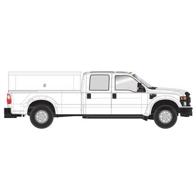 Atlas HO Ford(R) F-350 Crew-Cab Pickup Truck - Assembled -- White with Utility Cap