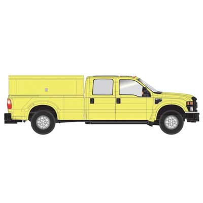 Atlas HO Ford(R) F-350 Crew-Cab Pickup Truck - Assembled -- Safety Yellow with Utility Cap