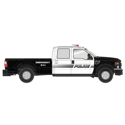 Atlas HO Ford(R) F-350 Crew-Cab Pickup Truck - Assembled -- Police (black, white)