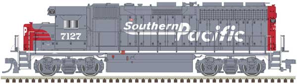 Atlas N EMD GP40 Low Nose with Dynamic Brakes - LokSound and DCC - Gold -- Southern Pacific 7127 (gray, red, Speed Lettering) - ATL40004182