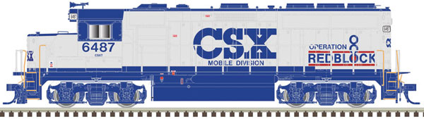 Atlas N EMD GP40-2 with Dynamic Brakes - Standard DC - Master Silver(R) -- CSX 6387 (Early Scheme, blue, gray, red, Operation Redblock)