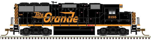 Atlas N EMD GP60 - Standard DC - Master(TM) Silver -- Denver & Rio Grande Western 3156 (black, orange)