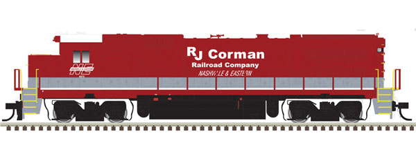 Atlas N GE Dash 8-40B with Deck Ditch Lights - Standard DC - Master(R) -- RJ Corman 8572 (red, silver)