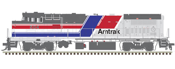 Atlas N GE Dash 8-40BHW with Deck Ditch Lights - Standard DC - Master(R) -- Amtrak 504 (Hockey Stick, red, blue, silver)