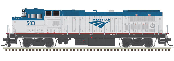 Atlas N GE Dash 8-40BHW with Deck Ditch Lights - Standard DC - Master(R) -- Amtrak 509 (Phase V, blue, silver)