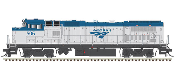 Atlas N GE Dash 8-40BHW with Deck Ditch Lights - Standard DC - Master(R) -- Amtrak 508 (Phase V, blue, silver, white sill)