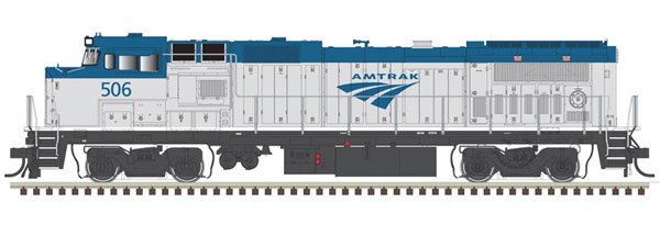 Atlas N GE Dash 8-40BHW with Deck Ditch Lights - Standard DC - Master(R) -- Amtrak 514 (Phase V, blue, silver, white sill)