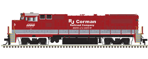 Atlas N GE Dash 8-40BW with Deck Ditch Lights - Standard DC - Master(R) -- RJ Corman 573 (red, silver)