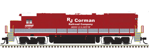 Atlas N GE Dash 8-40B with Deck Ditch Lights - LokSound and DCC - Master(R) Gold -- RJ Corman 8572 (red, silver)
