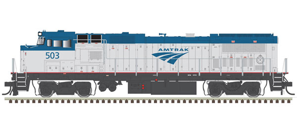 Atlas N GE Dash 8-40BHW with Deck Ditch Lights - LokSound and DCC - Master(R) Gold -- Amtrak 509 (Phase V, blue, silver)