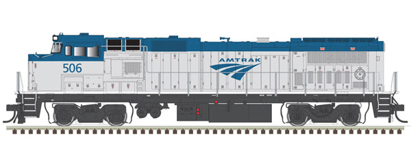 Atlas N GE Dash 8-40BHW with Deck Ditch Lights - LokSound and DCC - Master(R) Gold -- Amtrak 506 (Phase V, blue, silver, white sill)