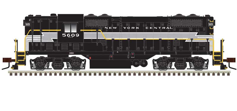 Atlas N EMD GP7 Phase I - Standard DC -- New York Central #5609 (Lightning Stripe, black, gray)