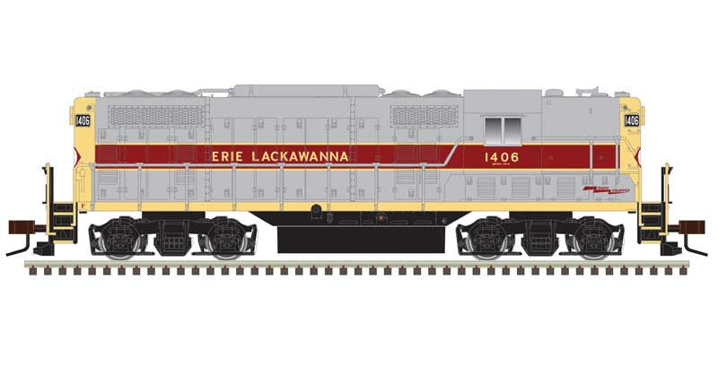 Atlas N EMD GP7 Phase II w/Torpedo Tubes - Standard DC -- Erie Lackawanna #1406 (gray, maroon)