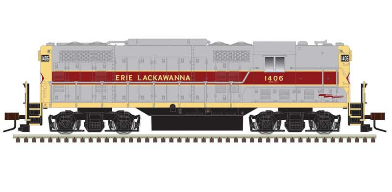 Atlas N EMD GP7 Phase II w/Torpedo Tubes - Standard DC -- Erie Lackawanna #1407 (gray, maroon)