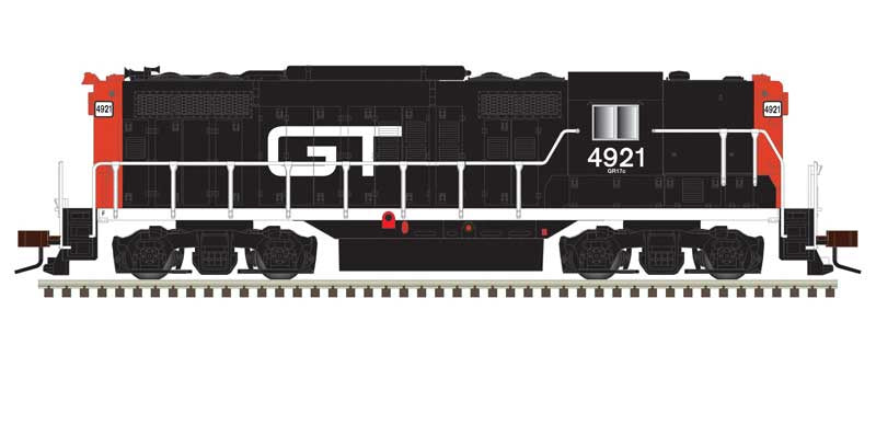 Atlas N EMD GP9 w/Torpedo Tubes - Standard DC -- Grand Trunk #4930 (black, red, white)