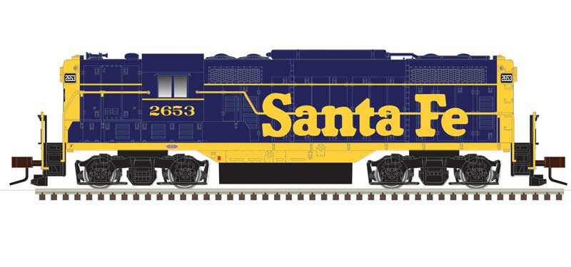 Atlas N EMD GP7 Phase I w/Torpedo Tubes - LokSound & DCC -- Santa Fe #2650 (blue, yellow)