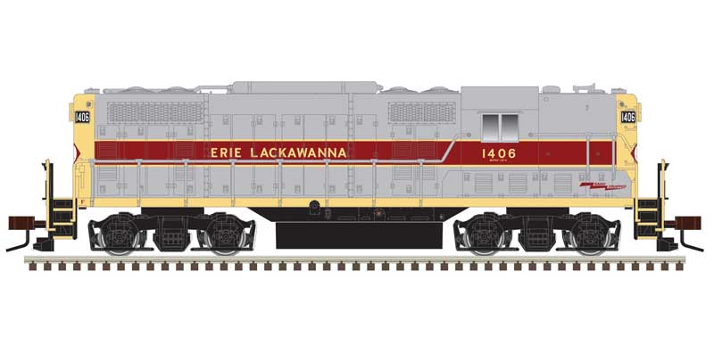 Atlas N EMD GP7 Phase II w/Torpedo Tubes - LokSound & DCC -- Erie Lackawanna #1407 (gray, maroon)