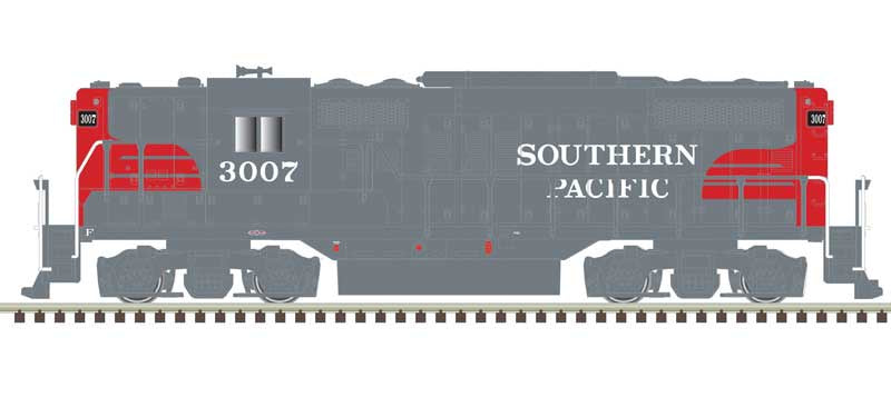 Atlas N EMD GP9 w/Torpedo Tubes - LokSound & DCC -- Southern Pacific #3005 (gray, red)