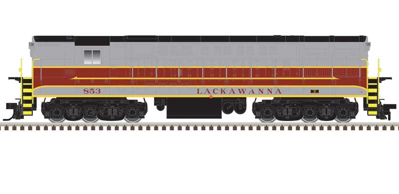 Atlas N FM H-24-66 Phase 1A Trainmaster - LokSound & DCC -- Delaware, Lackawanna & Western #853 (gray, maroon, yellow)