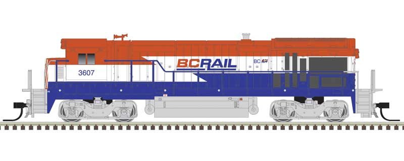 Atlas N GE B36-7 Low Nose - Standard DC - Master(R) Silver -- BC Rail #3607 (Ditch Lights, red, white, blue)
