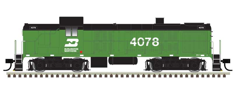 Atlas N Alco RS3 - ESU LokSound & DCC - Classic Silver -- Burlington Northern #4058 (green, black)