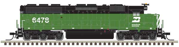 Atlas N EMD SD45 Low Nose - Standard DC - Master(R) Silver -- Burlington Northern #6505 (Cascade Green, black)