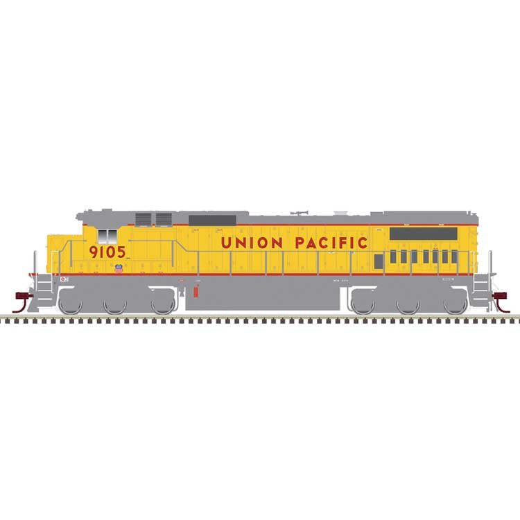 Atlas N GE Dash 8-40C - Front Ditch Lights - LokSound & DCC - Master(R) -- Union Pacific #9105 (Armour Yellow, gray, red)
