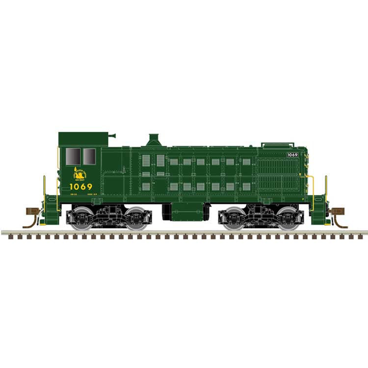 Atlas N Alco S2 - Standard DC - Master(R) -- Central Railroad of New Jersey (CNJ) #1070 (green, yellow)