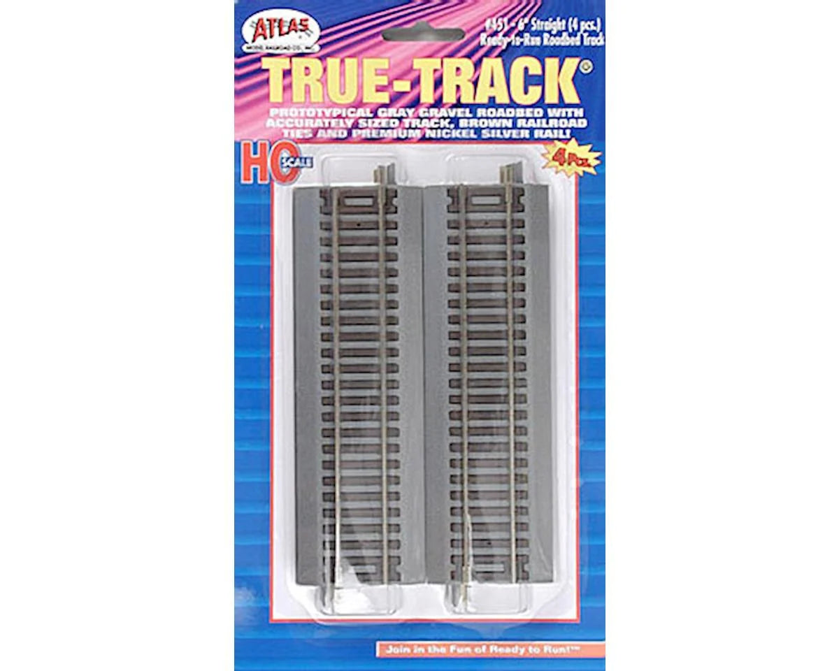 Atlas True-Track(R) Code 83 Track & Roadbed System -- Straight Section - 6" 15.2cm pkg(4) - ATL451