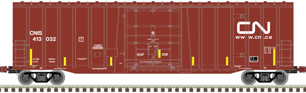 Atlas N NSC 5277 50' Plug-Door Boxcar - Ready to Run -- Canadian National CNIS 413062 (Boxcar Red, white, yellow conspicuity marks)
