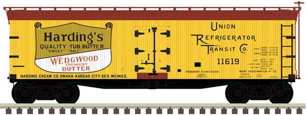Atlas 40' Wood Reefer - Ready to Run - Master(R) -- Harding's Butter 11619 (yellow, Boxcar Red, white, gold) - ATL50005499