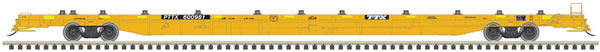 Atlas ATL50005525 ACF 89' F89-J Flatcar with Deck Risers - Ready to Run -- PTTX 601144 (2000s yellow, black, Conspicuity Stripes) - ATL50005525