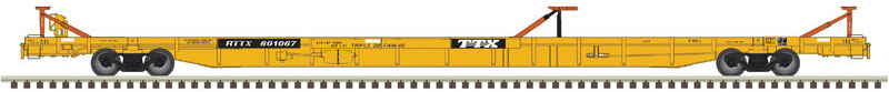Atlas ATL50005537 ACF 89' F89-J Flatcar with Triple Hitches - Ready to Run -- TTX RTTX 600952 (yellow, black) - ATL50005537