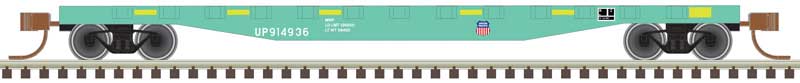 Atlas N 50' Steel Flatcar with Stakes - Ready to Run -- Union Pacific 914936 (MOW green, black)