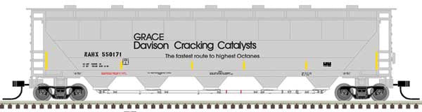Atlas N Trinity PD5000 Covered Hopper - Ready to Run -- Grace Davison NAHX #550087 (gray, black)