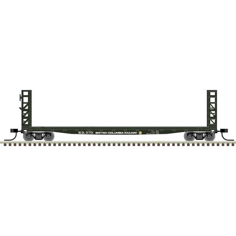 Atlas N GSI-GSC 48' Bulkhead Flatcar - Ready to Run - Master(R) -- British Columbia Railway 51701(green, white)