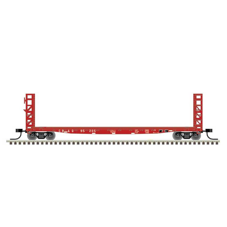 Atlas N GSI-GSC 48' Bulkhead Flatcar - Ready to Run - Master(R) -- Chicago, Burlington & Quincy 95238 (red, white)