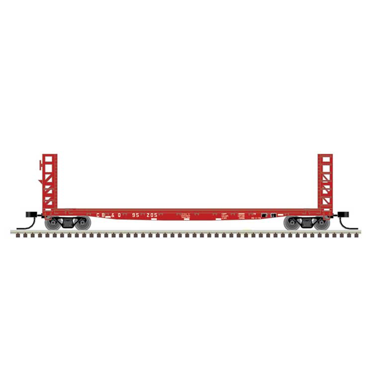 Atlas N GSI-GSC 48' Bulkhead Flatcar - Ready to Run - Master(R) -- Chicago, Burlington & Quincy 95257 (red, white)