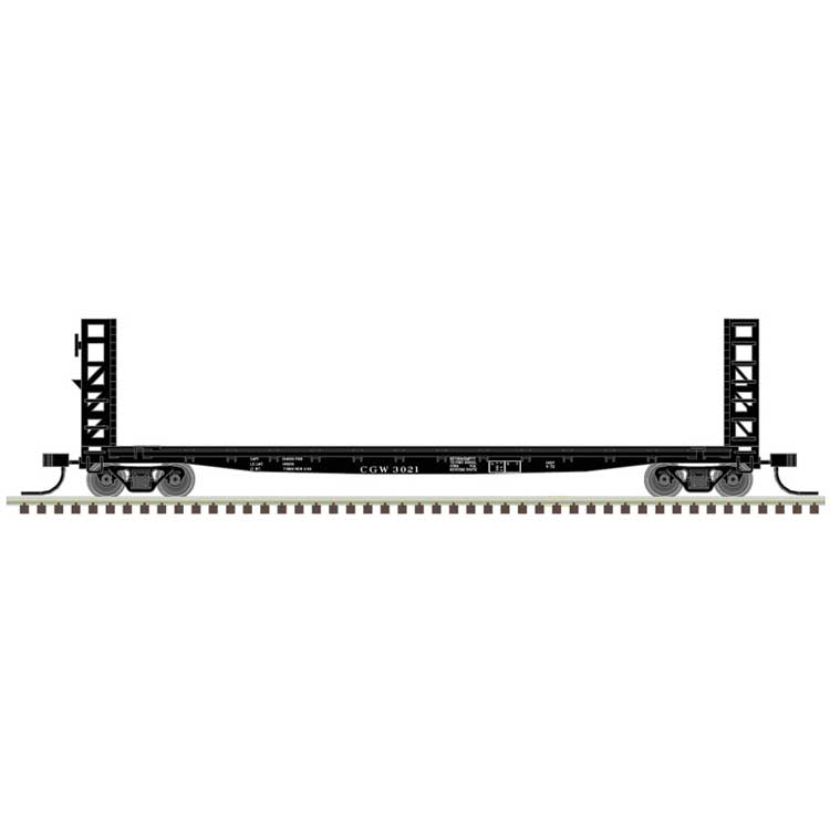 Atlas N GSI-GSC 48' Bulkhead Flatcar - Ready to Run - Master(R) -- Chicago Great Western 3024 (black, white)