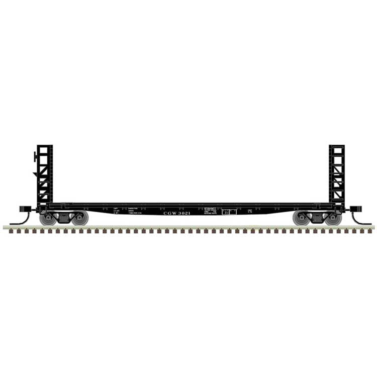 Atlas N GSI-GSC 48' Bulkhead Flatcar - Ready to Run - Master(R) -- Chicago Great Western 3021 (black, white)