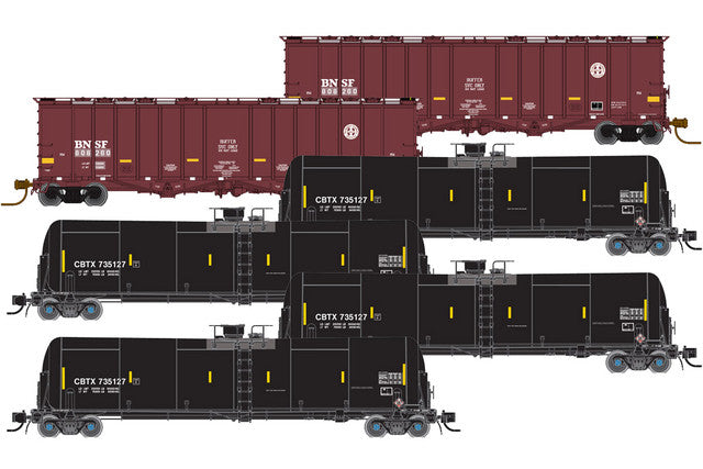 Atlas 4-TrinityRail(R) 31,000-Gallon Crude Oil Tank, 2-4180 Airslide Buffer Car Se -- BNSF #808122, 808113; Capital Finance CBTX #735127, 735130, 735136, 735141 - ATL50005821