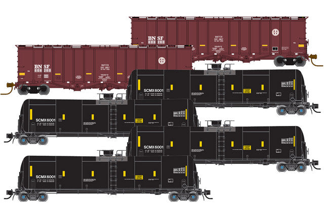 Atlas 4-TrinityRail(R) 31,000-Gallon Crude Oil Tank, 2-4180 Airslide Buffer Car Se -- BNSF 808145, 808154; Shell SCMX 6001, 6007, 6013, 6017 - ATL50005823