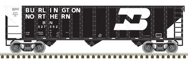 Atlas N 90-Ton 3-Bay Hopper with Load - Ready to Run -- Burlington Northern 527552 (black, white)