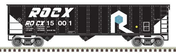 Atlas N 90-Ton 3-Bay Hopper with Load - Ready to Run -- Rock Island ROCX 15201 (black, white, blue)