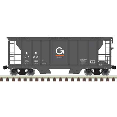 Atlas N PS-2 2-Bay Covered Hopper - Ready to Run -- Guilford B&M 2758 (gray, white, orange)