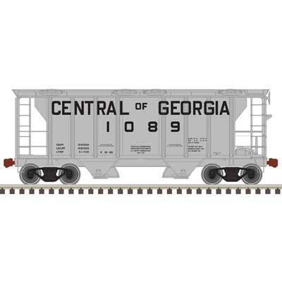 Atlas N PS-2 2-Bay Covered Hopper - Ready to Run -- Central of Georgia 1089 (gray, black)