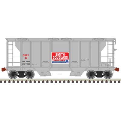 Atlas N PS-2 2-Bay Covered Hopper - Ready to Run -- Smith Douglass SDCX 33 (gray, red, white)
