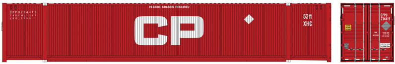 Atlas 53' Jindo-CIMC Corrugated Container 3-Pack - Assembled - Master(R) -- Canadian Pacific Set 2 234456, 234467, 234474 (red) - ATL50005943