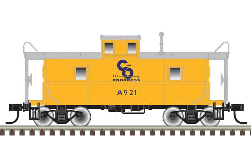 Atlas N C&O-Style Steel Center-Cupola Caboose - Ready to Run -- Chesapeake & Ohio A921 (yellow, blue)