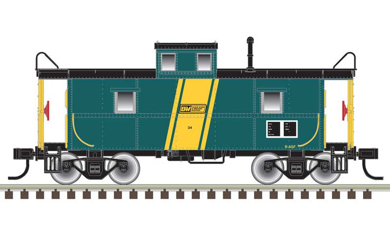 Atlas N C&O-Style Steel Center-Cupola Caboose - Ready to Run -- Black River Western 34 (green, yellow)